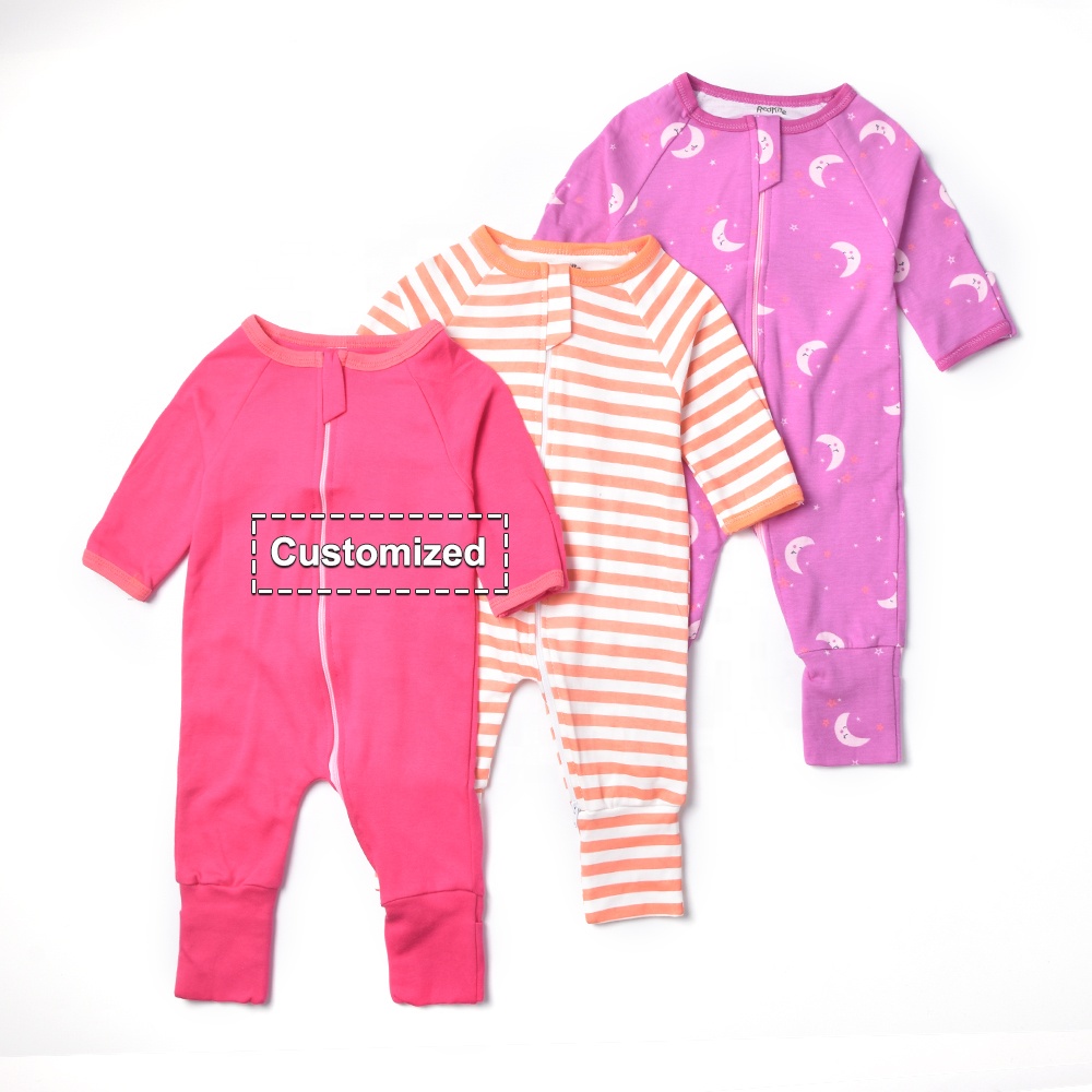 3 Pcs Premium Sleepsuit Bayi Perempuan Import - Resleting Buka Tutup P068