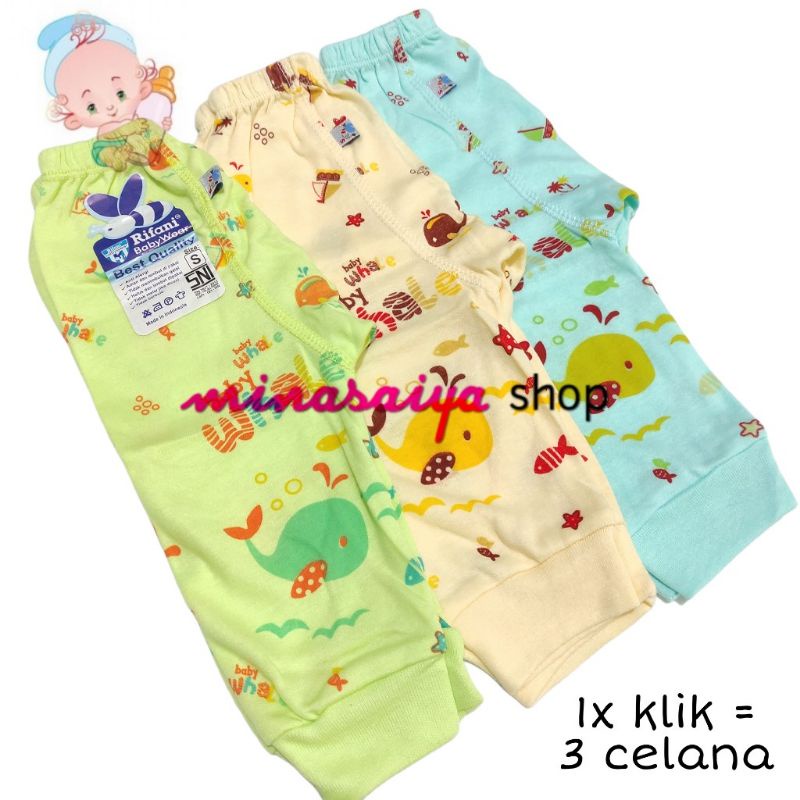 RIFANI 3 pcs Celana Panjang Bayi SNI Seri Warna Uk. S - XL