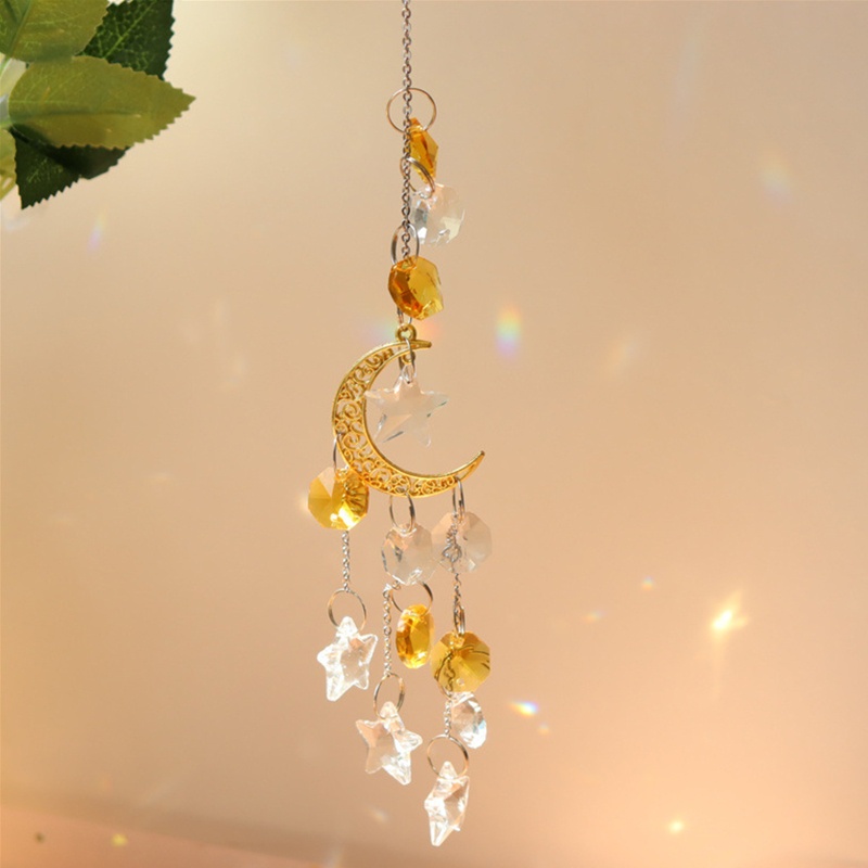 Ornamen Dream Catcher Kristal Bentuk Bulan Matahari Untuk Dekorasi