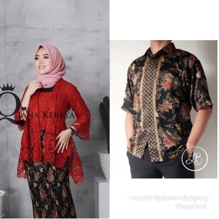 couple kebaya brukat qiana dan hem pendek trend