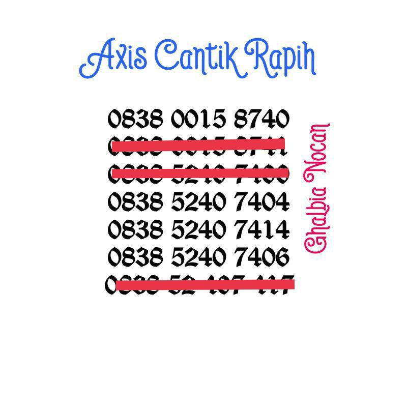 Perdana axis nomor cantik rapih