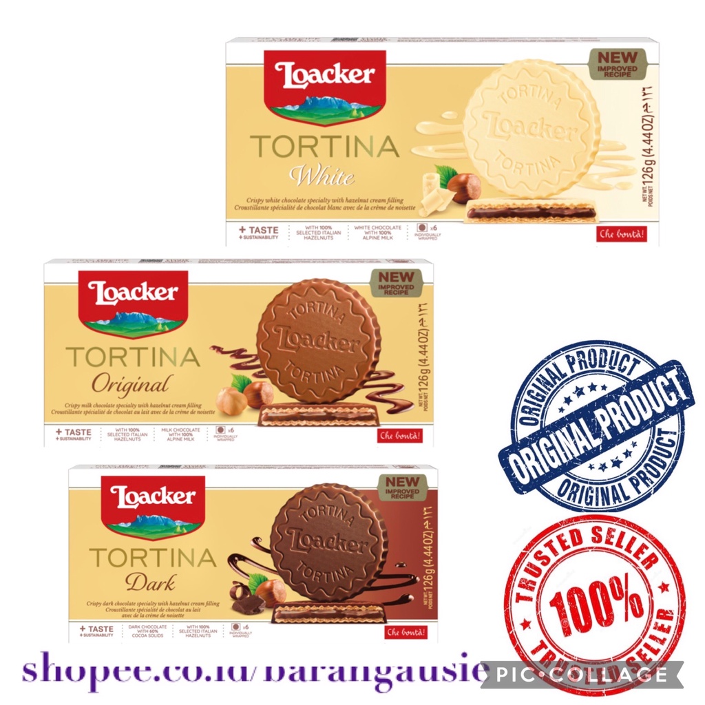 (FreeOngkir) Loacker Tortina Original Dark whine Chocolate Wafer Biscuit Import Snack Halal
