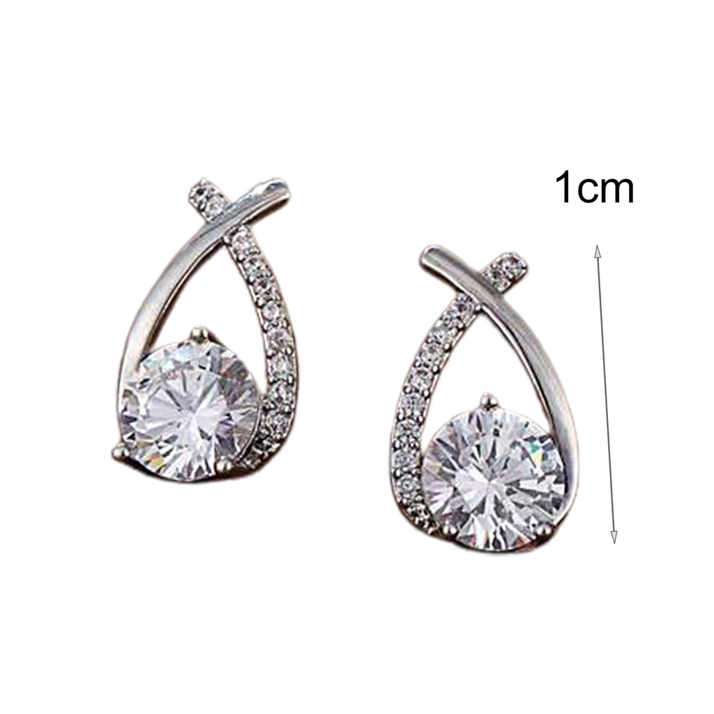 Hu Hu Hu Hu Hu Alat Bantu Pasang Kacamata♡ 1 Pasang Anting Stud Cross cut Berlian Imitasi Tahan Lama Untuk Wanita