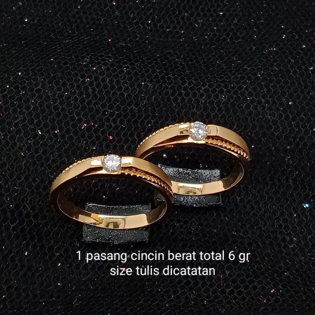 Cincin nikah Emas 17K - 1 Pasang 6 gr Kadar 750 - 248