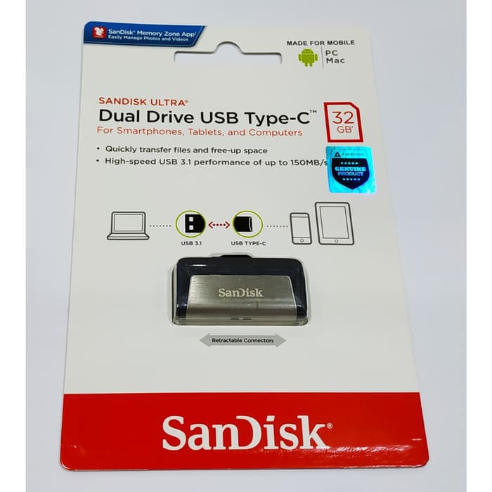 Flashdisk Sandisk Type C 32 GB OTG USB 3,0