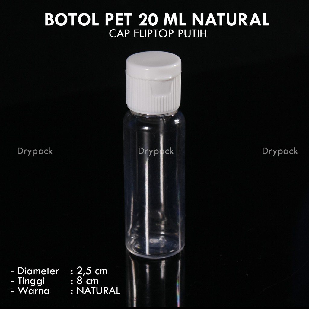 Botol PET 20 ML Natural Fliptop