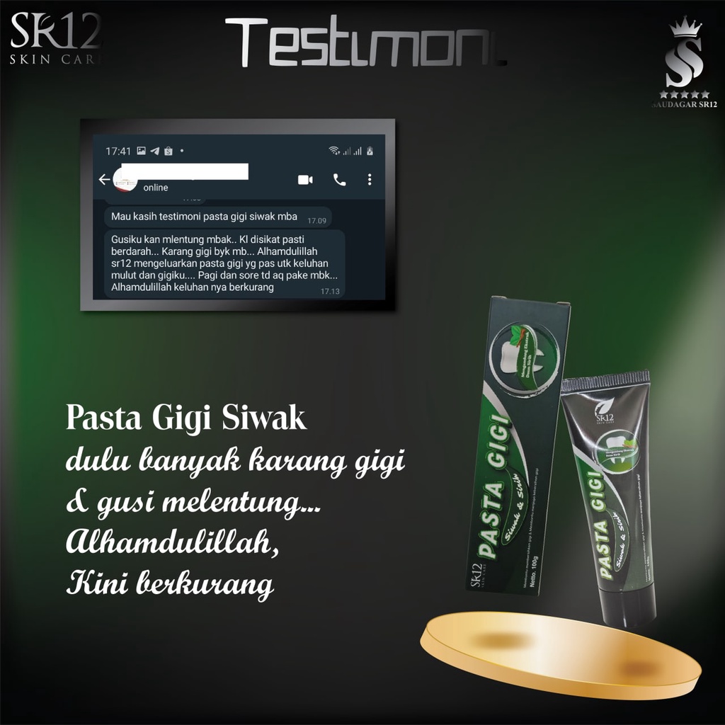 Pasta gigi siwak Sr12 Mencegah gigi berlubang Merawat gigi Membersihkan gigi Mengatasi bau mulut 170gr Bpom Saudagarsr12