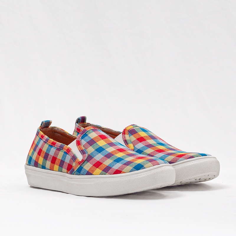 morningbell - sepatu wanita sneakers slip on rainbow