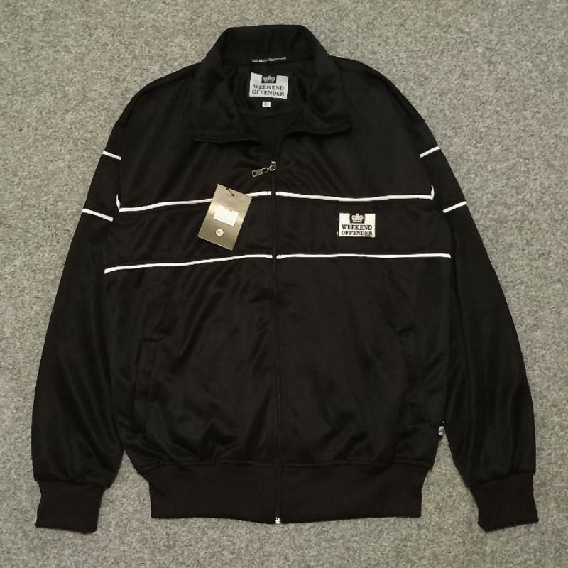 Jaket Tracktop wo premium - weekend offender-hitam garis kecil
