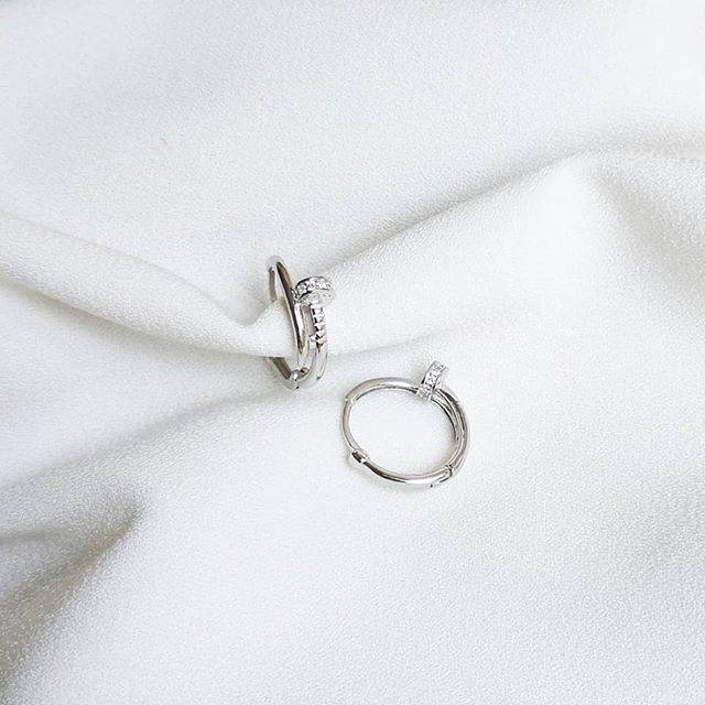 MANAMI JEWEL ANTING HOOPS CARTIER SILVER925 LAPIS EMAS 18K ANTI KARAT ANTI GATAL