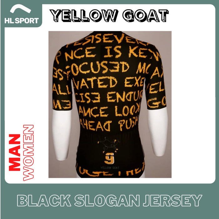 Yellow Goat Cycling Jersey Sepeda Black Slogan MAN WOMEN