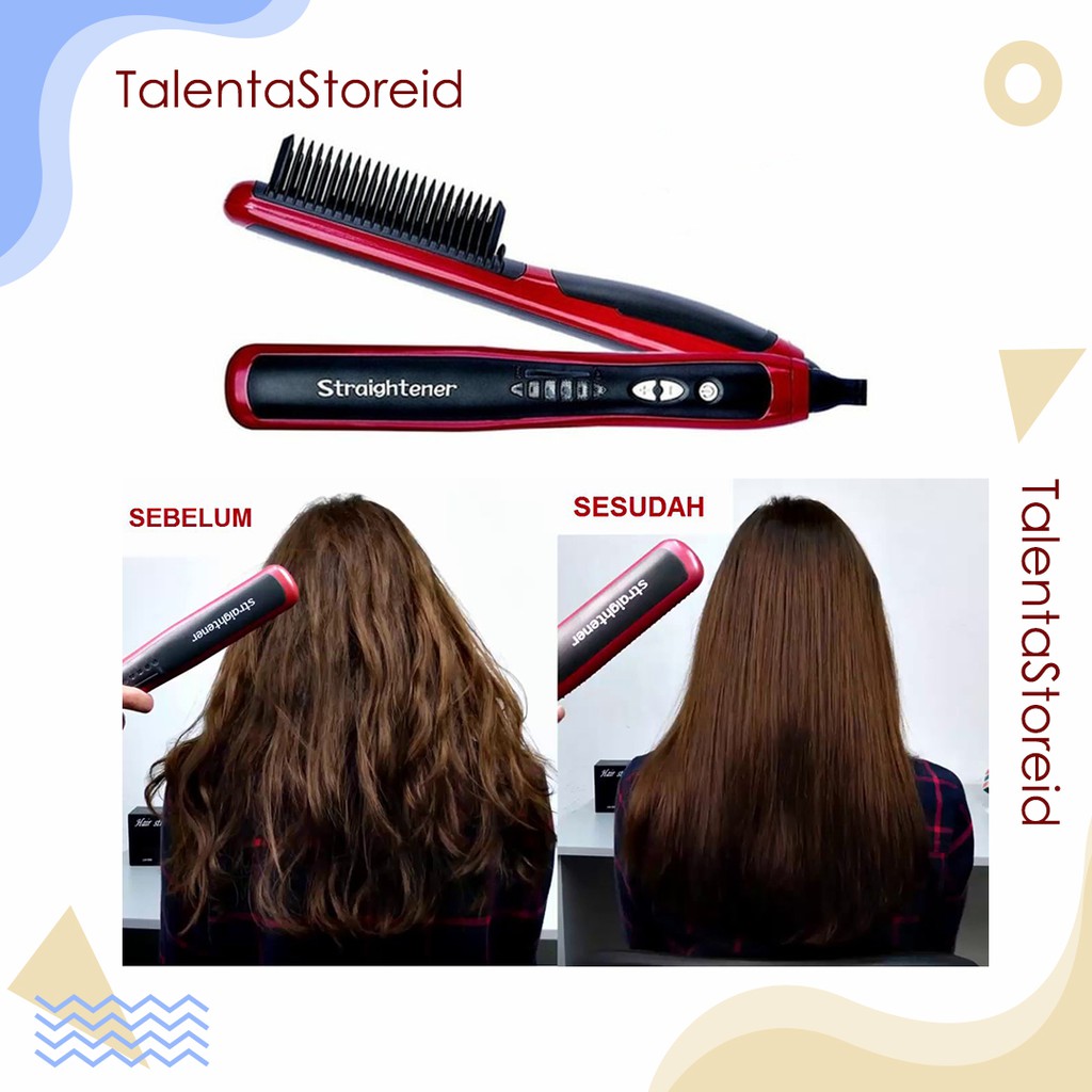 Catok 2in1 Fast Hair Straightener &amp; Curly Catok Sisir Pelurus dan Keriting Rambut dengan Temperatur Suhu