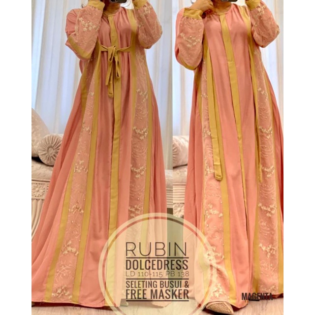 Daster Arab DOLCE RUBIN Gamis Rayon Maxi Dress Mewah Kekinian