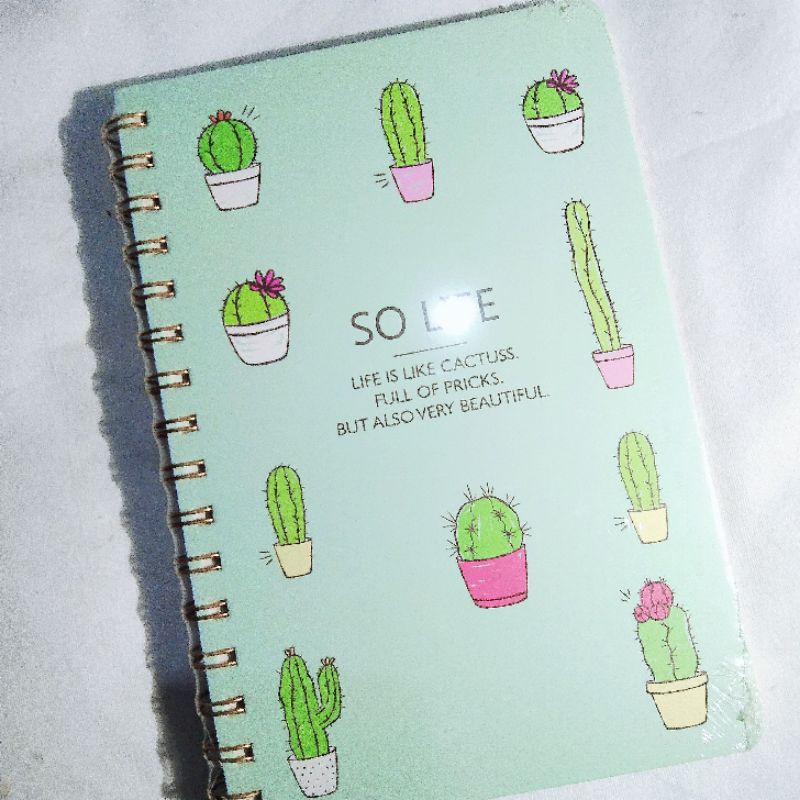 

Sealed Small Notebook Buku Catatan Kecil Hardcover A5 Cactus Kaktus DIY Do It Yourself Original Spiral Ring Gold Besi Green Hijau Tosca So Life Cute Cactuses Aesthetic Portable Hard Cover