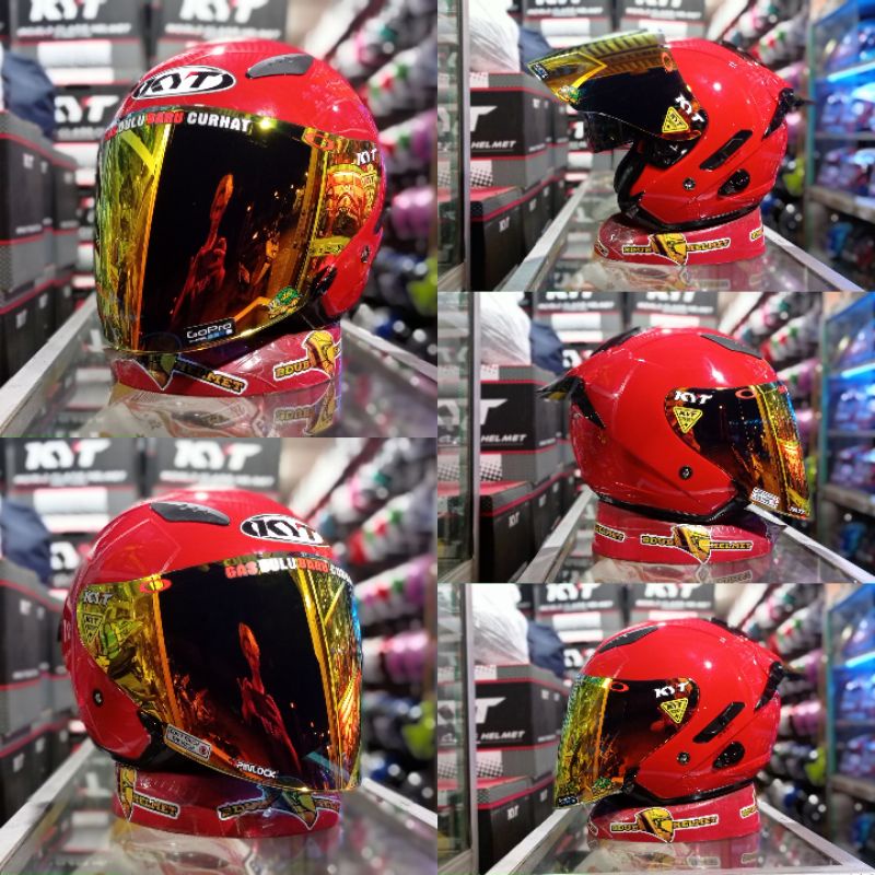HELM KYT GALAXY  WHITE PAKET GANTENG KACA VENOM 100% ORIGINAL SNI~DOT-H-v-blue/red+spoile_