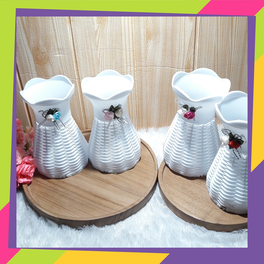 1518D1 / Pot bunga plastik putih / Vas bunga plastik shabby gaya Nordic