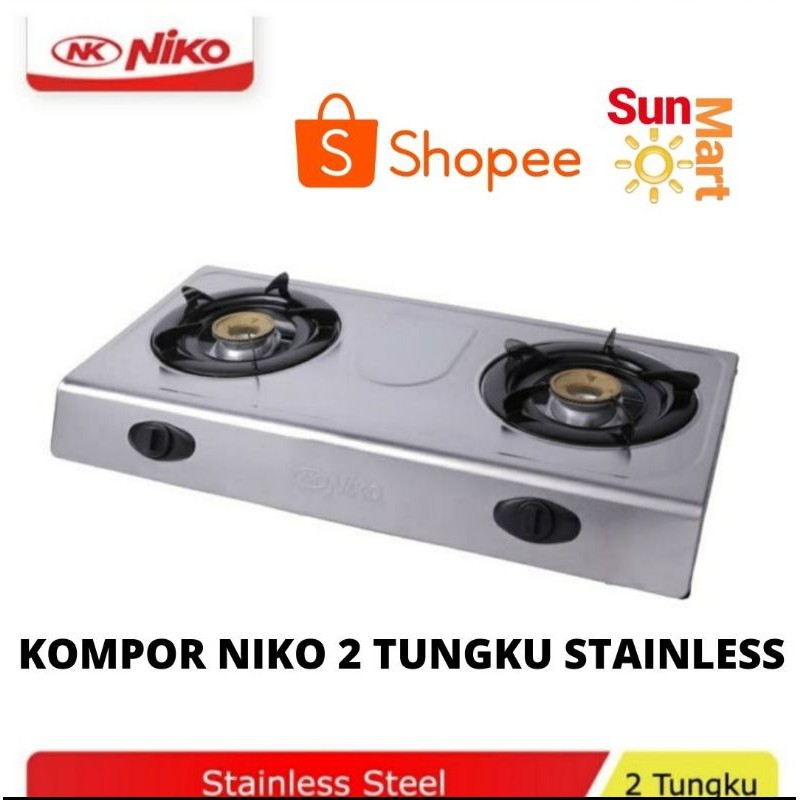 Kompor Gas 2 NIKO Tungku Stainless Steel LPG NK-777