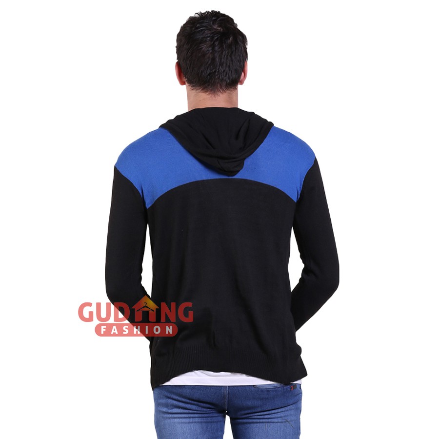 Jaket Rajut Biru Hitam Pria  - SWE 654