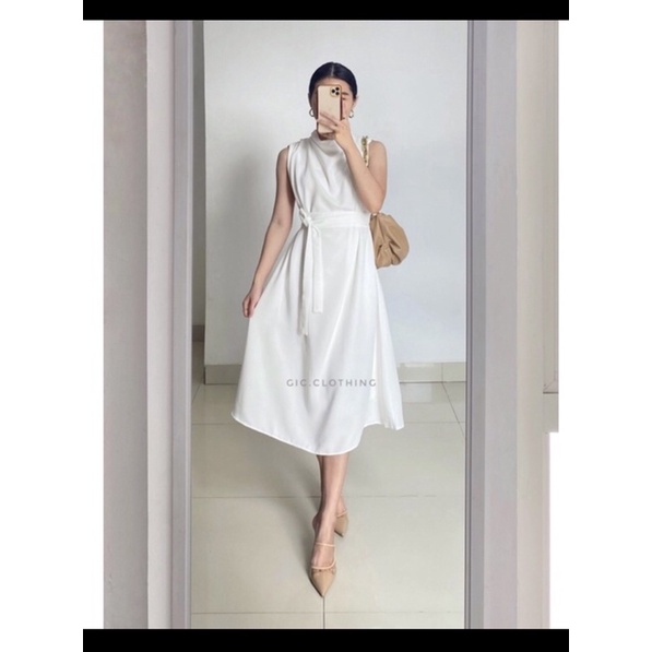 REENA DRESS GIC CLOTHING WHITE DRESS NATAL TERUSAN BAJU PUTIH WANITA PEREMPUAN IMPORT KOREA