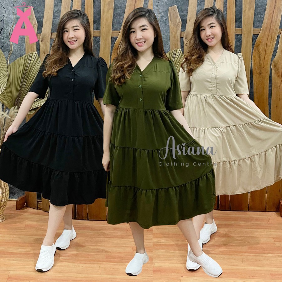 Dress Asiana Dress Wanita Polos Premium Anita (V8F3) Jumpsuit Dress Wanita Dress Wanita Casual Dress
