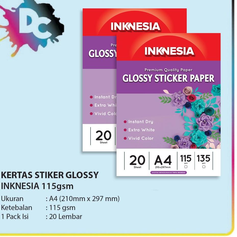 

Best! Kertas Stiker - High Glossy Sticker Paper Inknesia A4 ,.