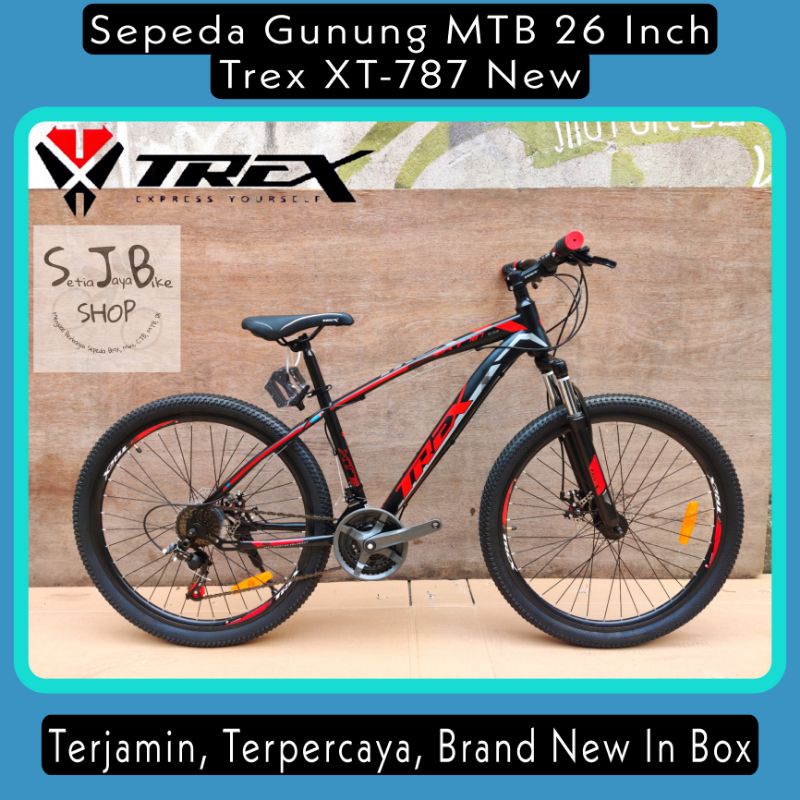 Sepeda Gunung MTB 26 Inch TREX XT-787 New Steel Hi-Ten 3x7 Speed