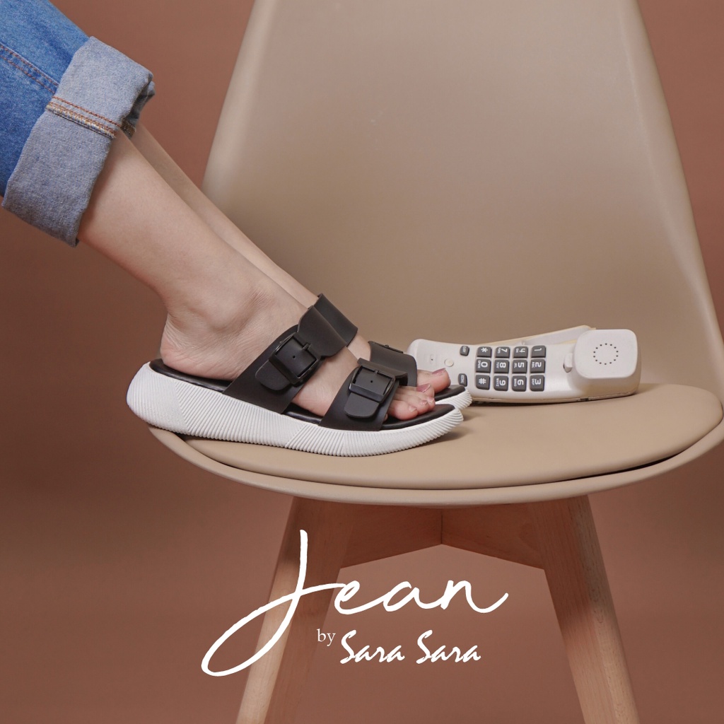 Sara Sara JEAN Sandal Wanita Double Strap sandal ban dua sandal cewek terbaru