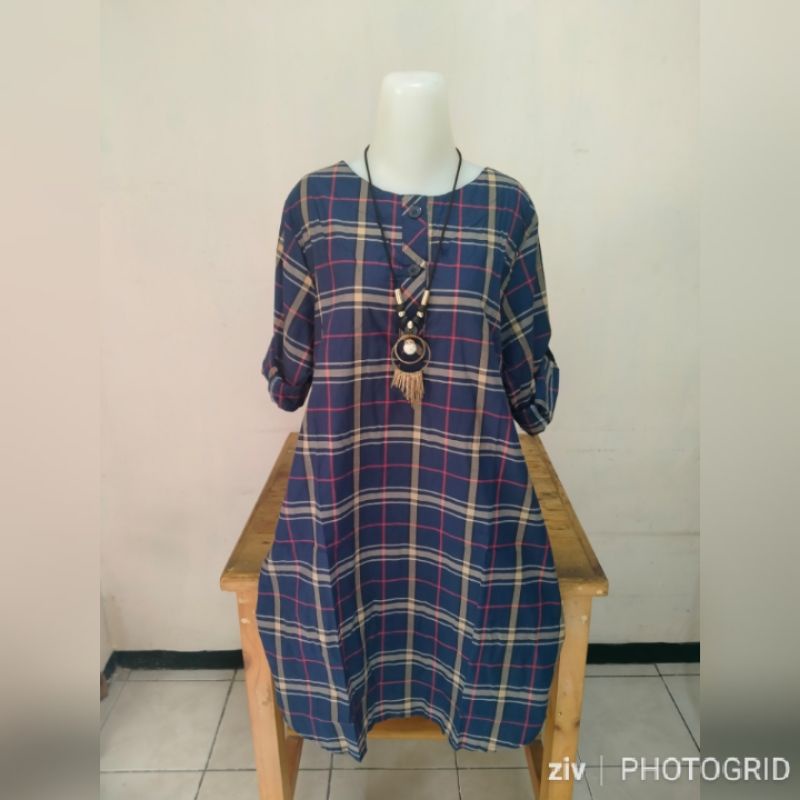 TUNIK MOTIF KOTAK KOTAK WANITA T1728