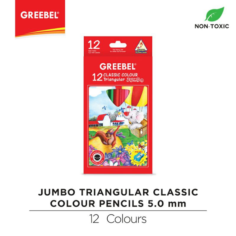 PENSIL WARNA WARNA CERAH BAHAN KUAT GREEBEL / GREEBEL 2812 Triangular