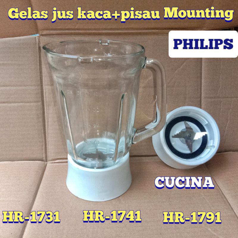 GELAS  KACA  , PISAU  MOUNTING PISAU JUS BLENDER PHILIPS HR 1741 , 1731 , 1791 , CUCINA BELING KACA