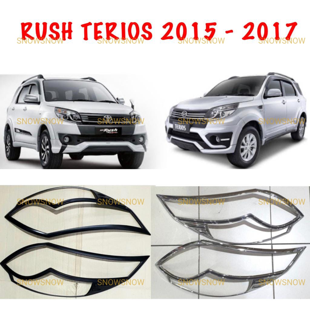 Garnish Lampu Depan Rush Terios 2015 2017 Sporty Hitam Chrome