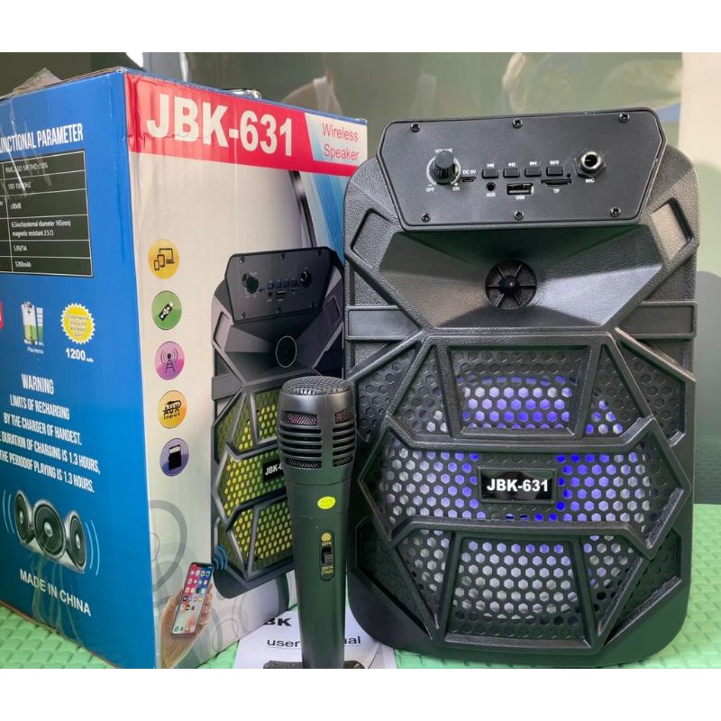 JBK portabel speaker bluetooth 6,5inch free mic karake termurah big bass power music