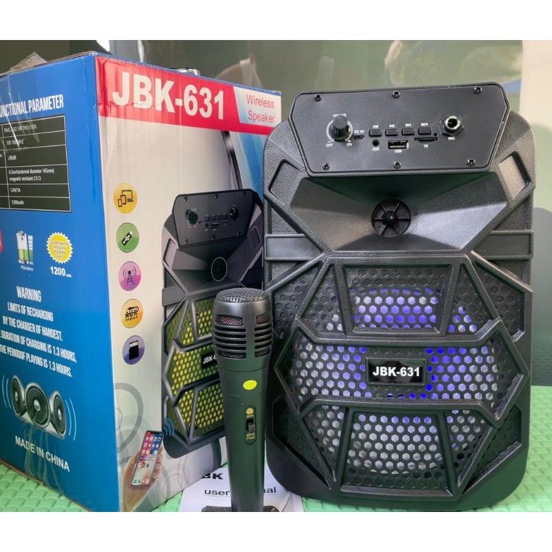 JBK portabel speaker bluetooth 6,5inch free mic karake termurah big bass power music