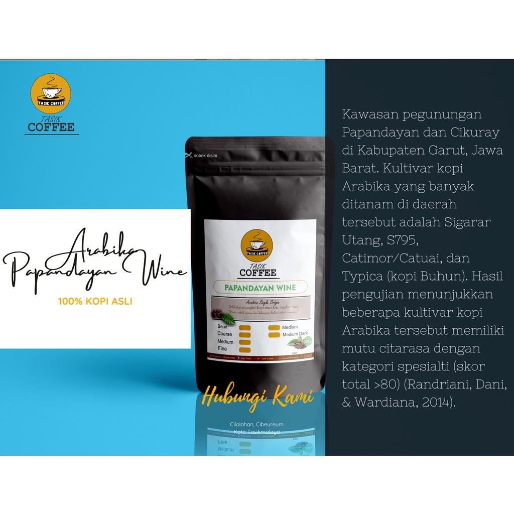 

KOPI PAPANDAYAN WINE 100 GRAM BIJI/BUBUK(HALUS/SEDANG/KASAR)