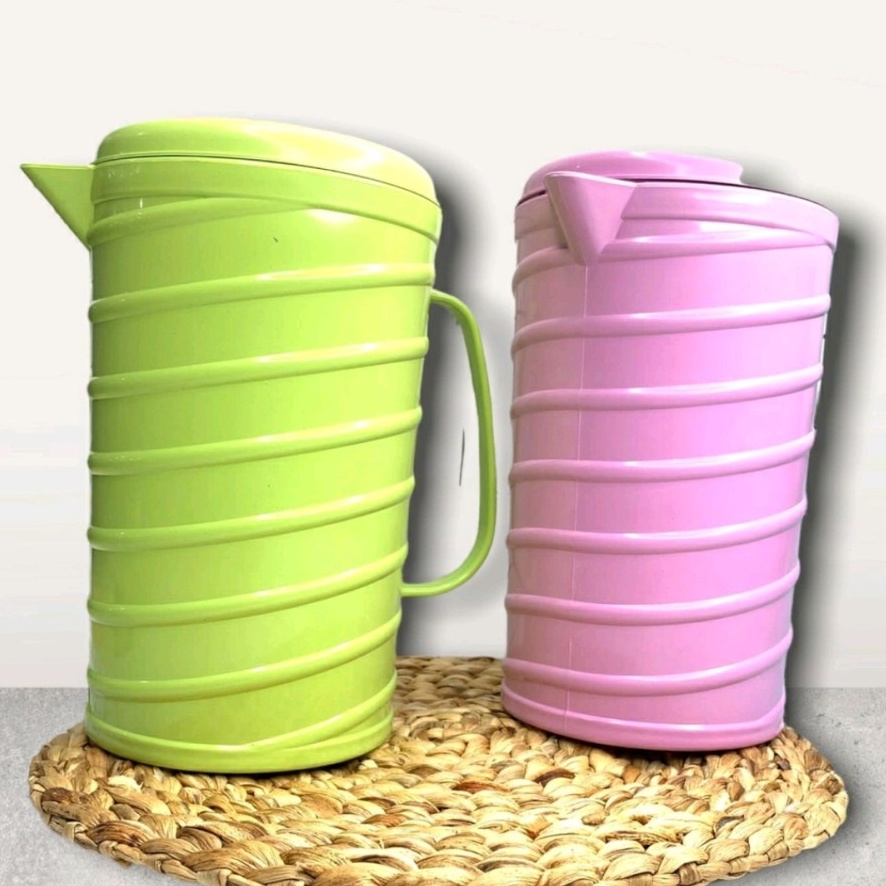 Teko Air Minum Bahan Plastik 1.5L Water Jug Salur Warna Pastel Ceret A