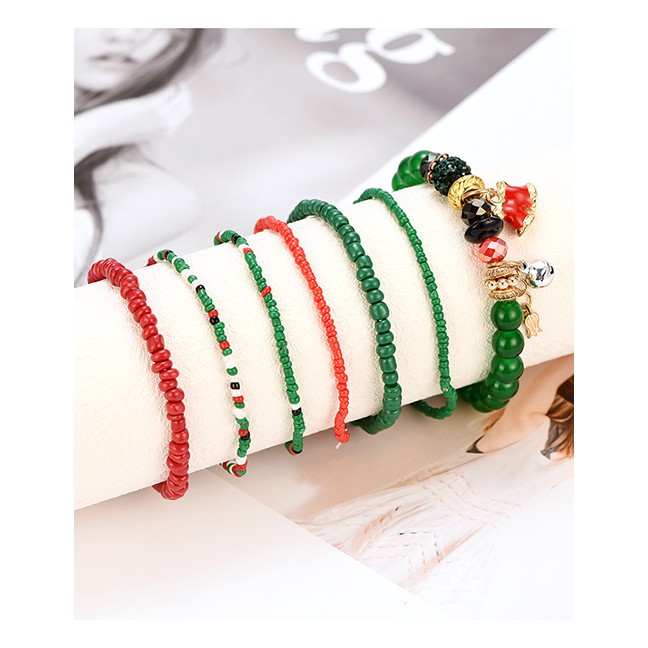 LRC Gelang Tangan Fashion Color Christmas Multi-layer Bracelet D18683