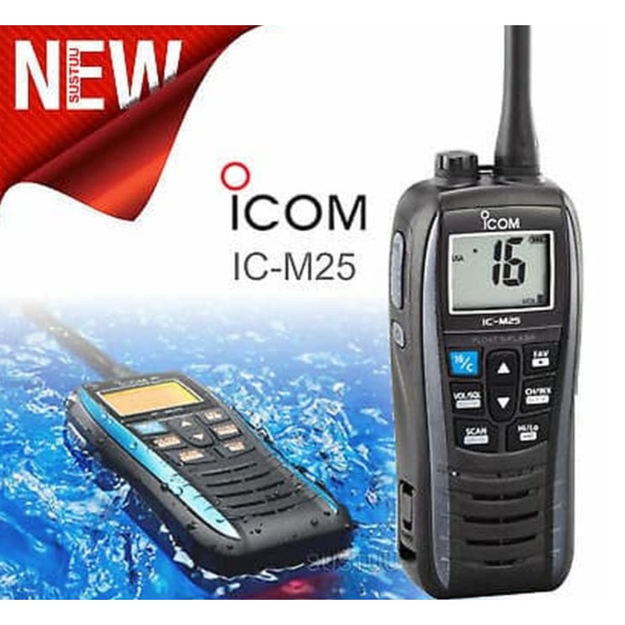 Jual HT ICM25 M 25 VHF RadioMarine Tranceiver waterproof IPX7 radio M25