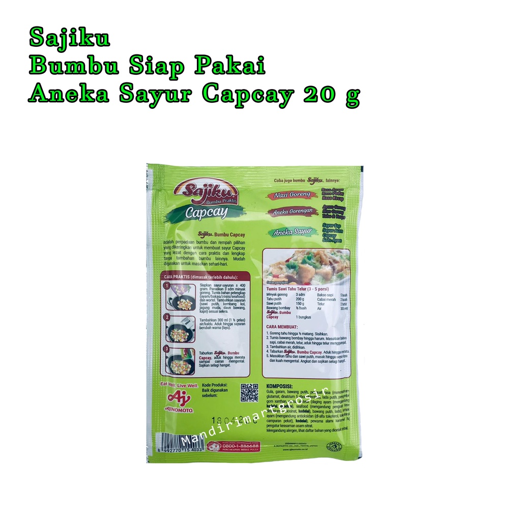 * BUMBU SIAP PAKAI ANEKA SAYUR CAPCAY * 20g * SAJIKU