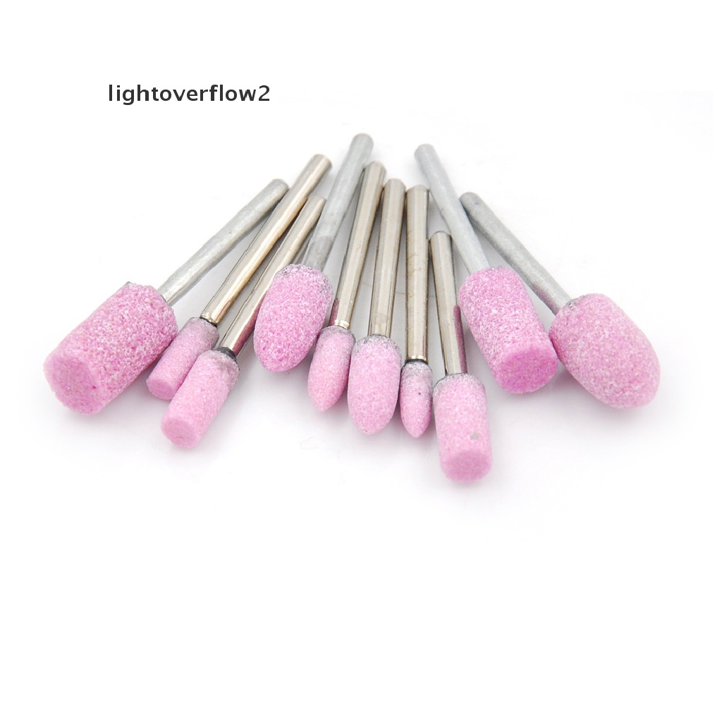 (lightoverflow2) 10pcs Roda Gerinda Putar Bahan Batu Warna Pink