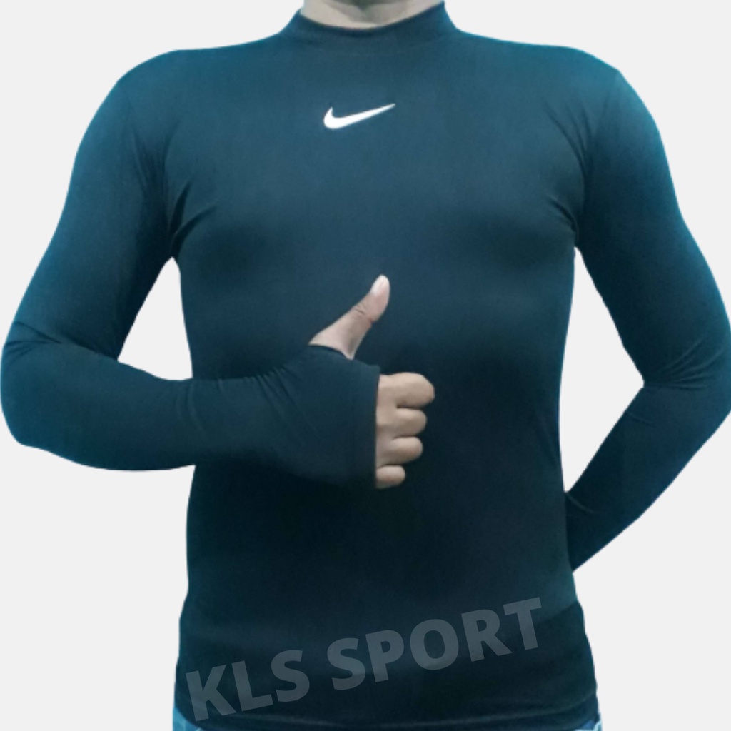 Baselayer Manset Pria Lengan Panjang Lubang Jari, Mangset Olahraga Pria Wanita, Pakaian Dalam Olahraga Volly Renang Futsal Sepak Bola