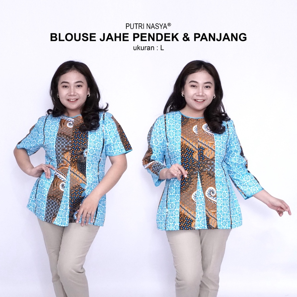 Atasan Batik Jumbo Wanita Blouse Big Size Wanita Kerja Jumbo S-M-L-XL-2L-3L-4L-5L-6L-7L Model Blus Jumbo Seragam Batik / Pakaian Batik Kekinian Bigsize Terbaru Bahan Katun / Pakaian Batik Kantor Formal LD 140 Terkini Modern Trendy Wanita