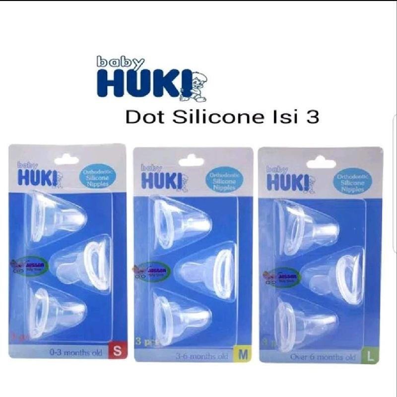 BABY HUKI Orthodontic ECER, 3 in 1 Regular Silicone Nipple Dot milk bottle 0 sampai 6+ (VC)