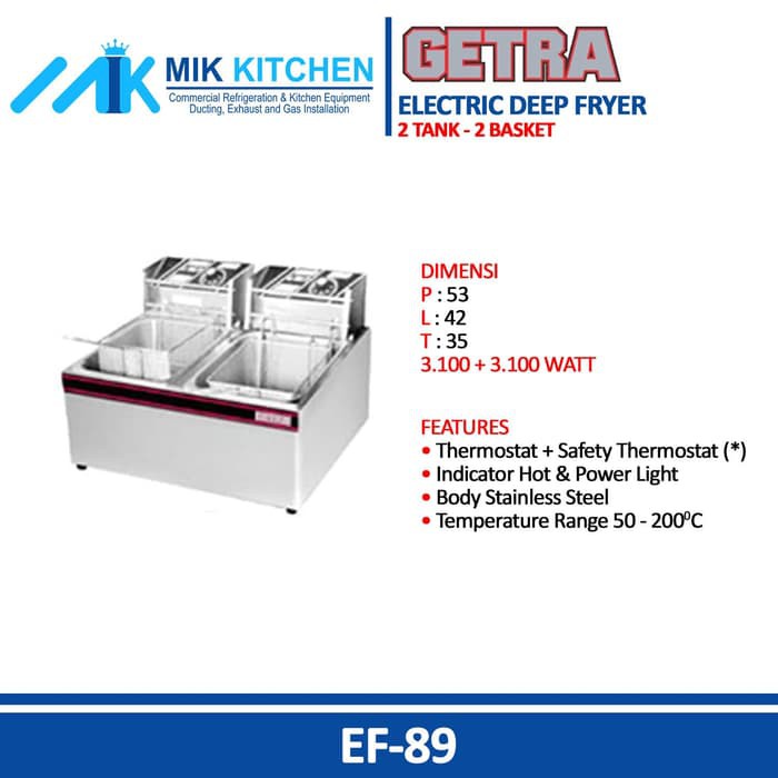 GETRA EF-89 ( Electric Deep Fryer ) - 2 Tank & 2 Basket