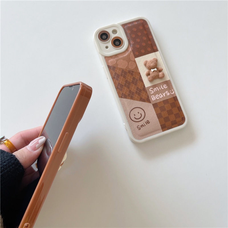 3D Beruang Kecil Lembut Silicone Ponsel Case untuk iPhone 12 13 11 Pro Max X Xs Max Xr 7 8 Plus Lxsa