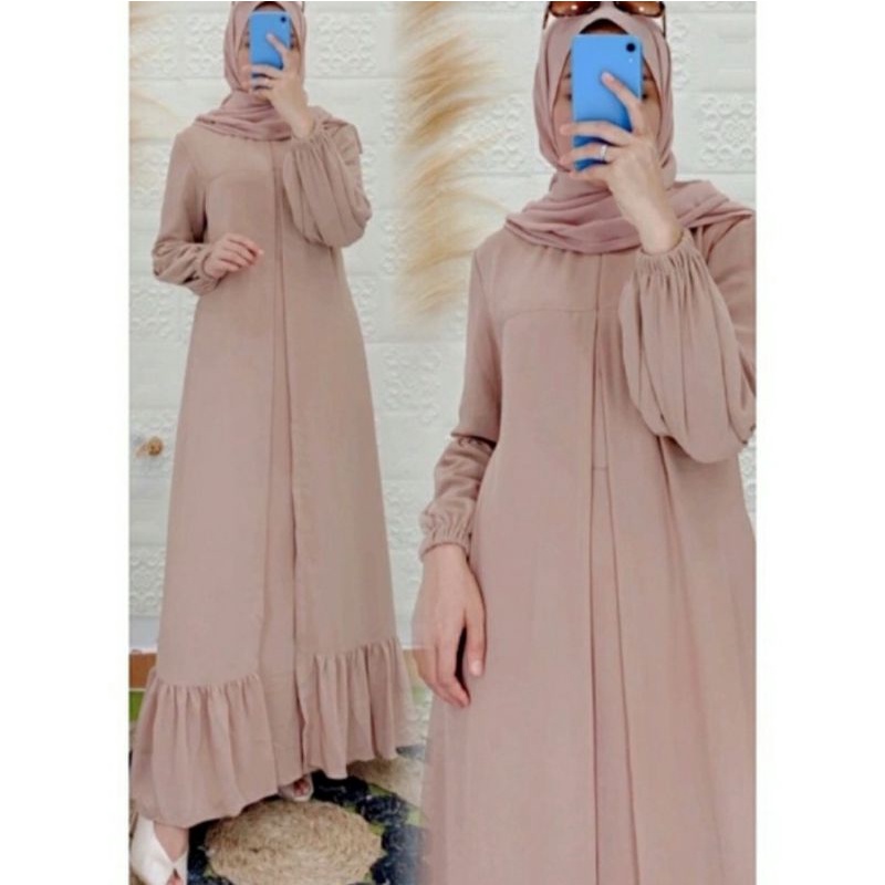 Gamis Malaysia terbaru / Gamis ceruty rompi full poring / Gamis terbaru / Gamis malaysia terbaru / P