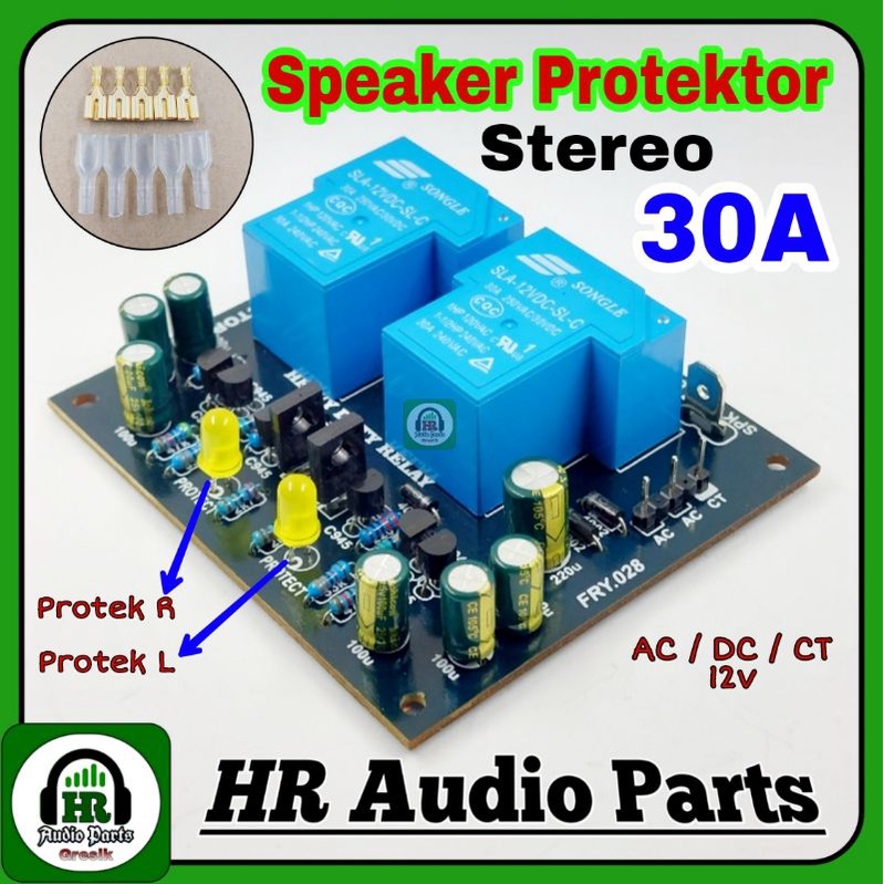 Kit Speaker Protektor Stereo 30A AC or DC 12V Bonus Skun &amp; Karet 30A