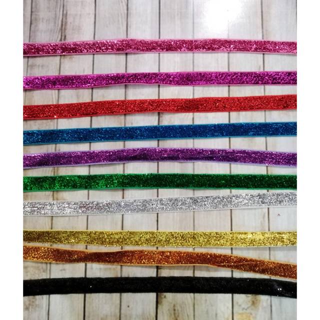 

Pita gliter 1 cm per meter aksesoris hiasan natal christmas