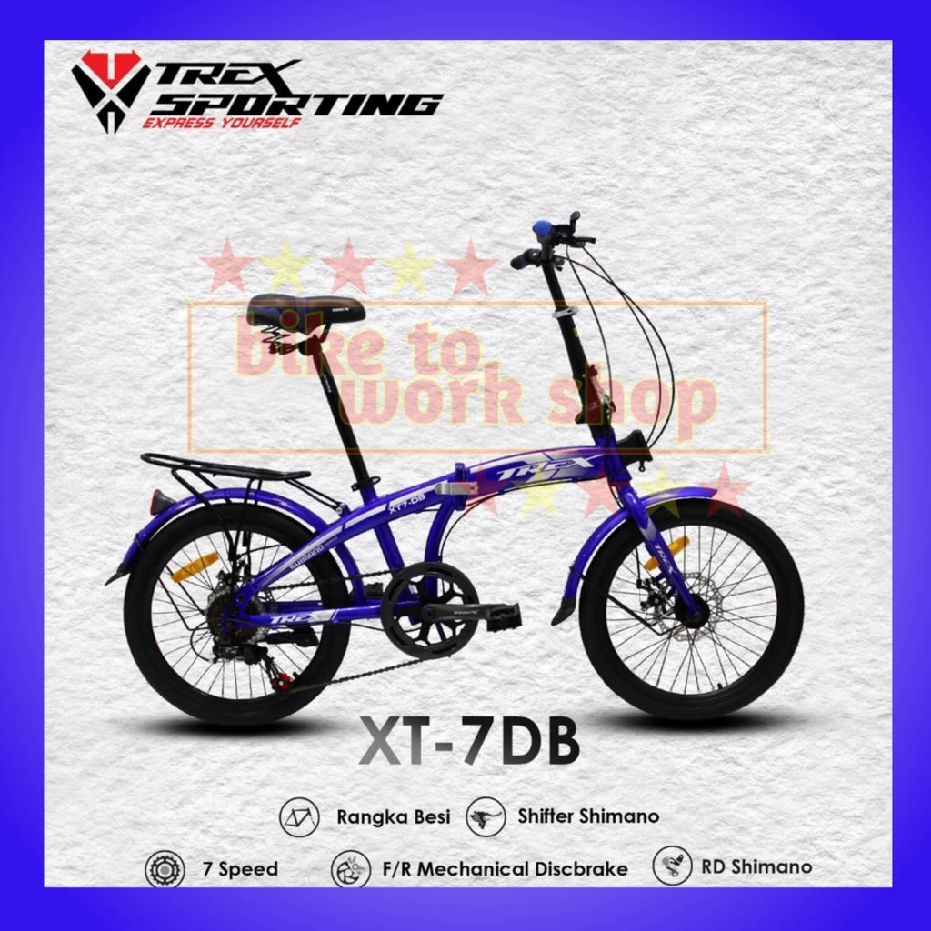 SEPEDA LIPAT TREX XT 7 DB SHIMANO 7 SPEED FOLDING BIKE GRAB GOJEK INSTAN