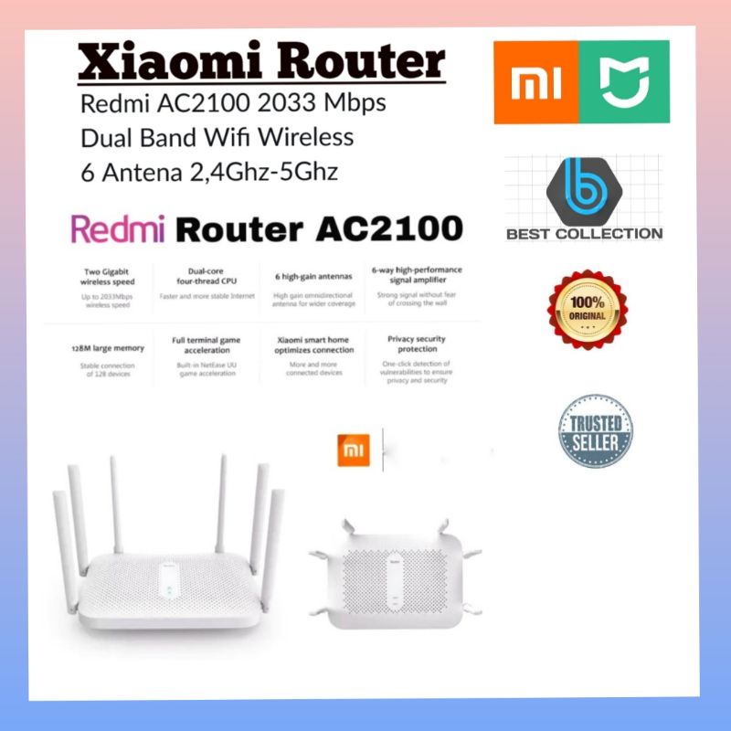 Mi Redmi Router Dual Band  AC2100 4G 5G 2033 Mbps wifi 2.4G 6 Antena MI Router