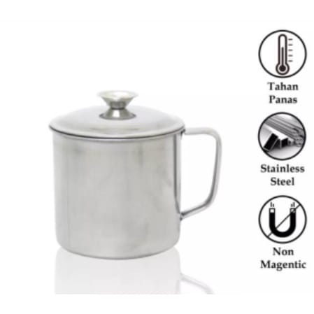 [ JB99] Gelas Mug Cangkir Stainless 8cm Plus Tutup